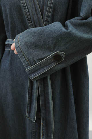 Denim Abaya Kap Koyu Mavi - 11