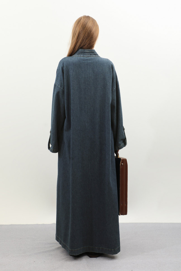Denim Abaya Kap Koyu Mavi - 12