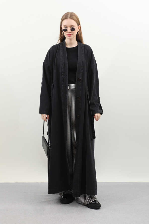 Denim Abaya Kap Siyah - 2