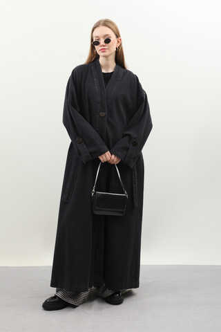 Denim Abaya Kap Siyah - 5