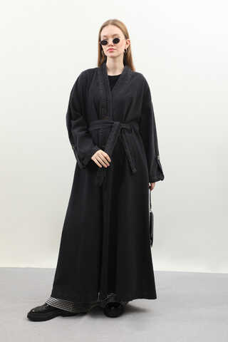 Denim Abaya Kap Siyah - 1