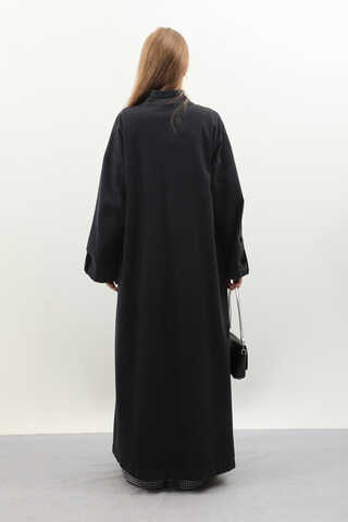 Denim Abaya Kap Siyah - 11
