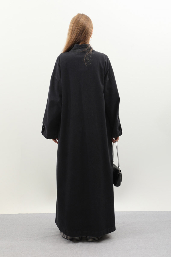 Denim Abaya Kap Siyah - 11