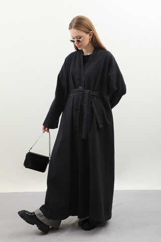 Denim Abaya Kap Siyah - 7