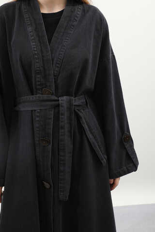 Denim Abaya Kap Siyah - 10