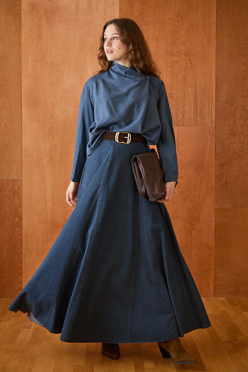 Denim Etek Koyu Mavi - 4