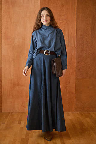 Denim Etek Koyu Mavi - 5