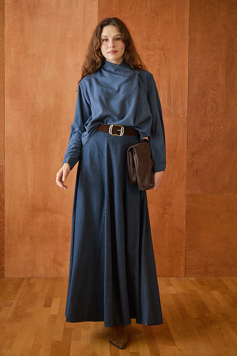 Denim Etek Koyu Mavi - 5