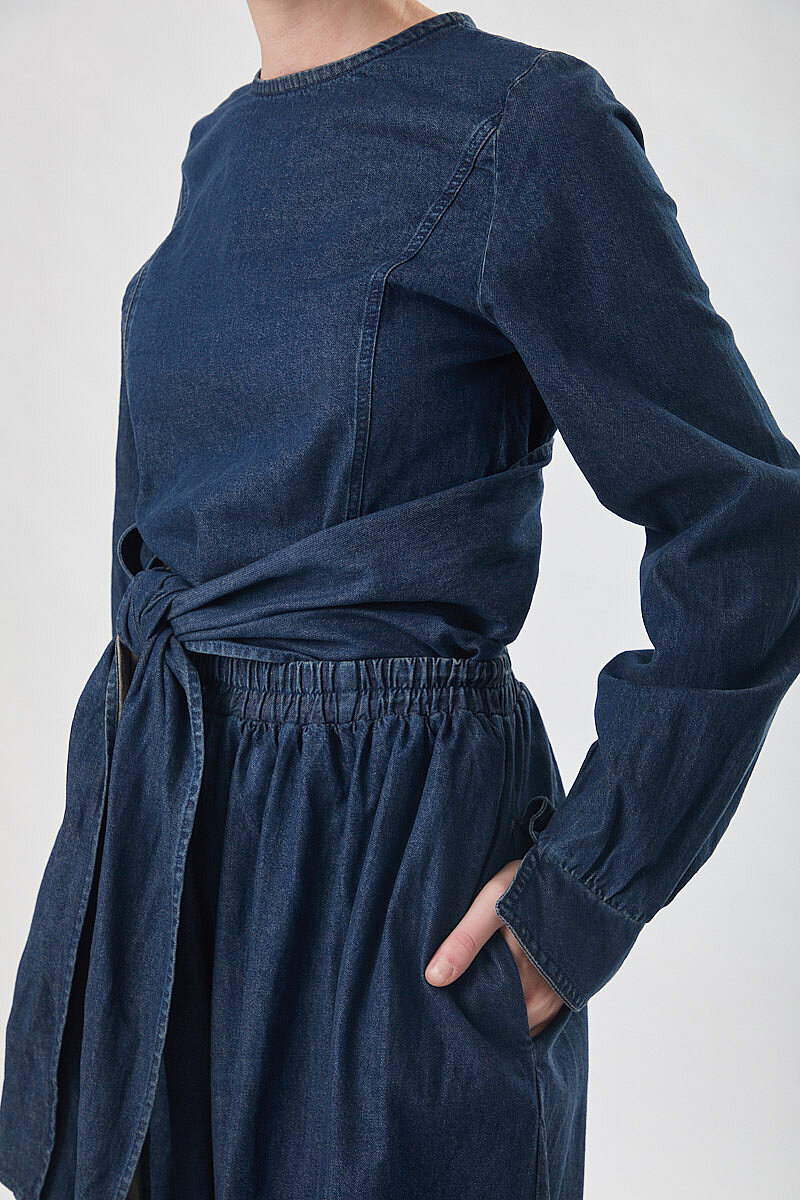 Denim Etekli Pantolon Koyu Mavi - 3