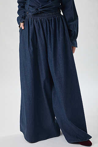 Denim Etekli Pantolon Koyu Mavi - 2