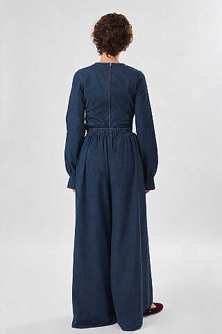 Denim Etekli Pantolon Koyu Mavi - 6