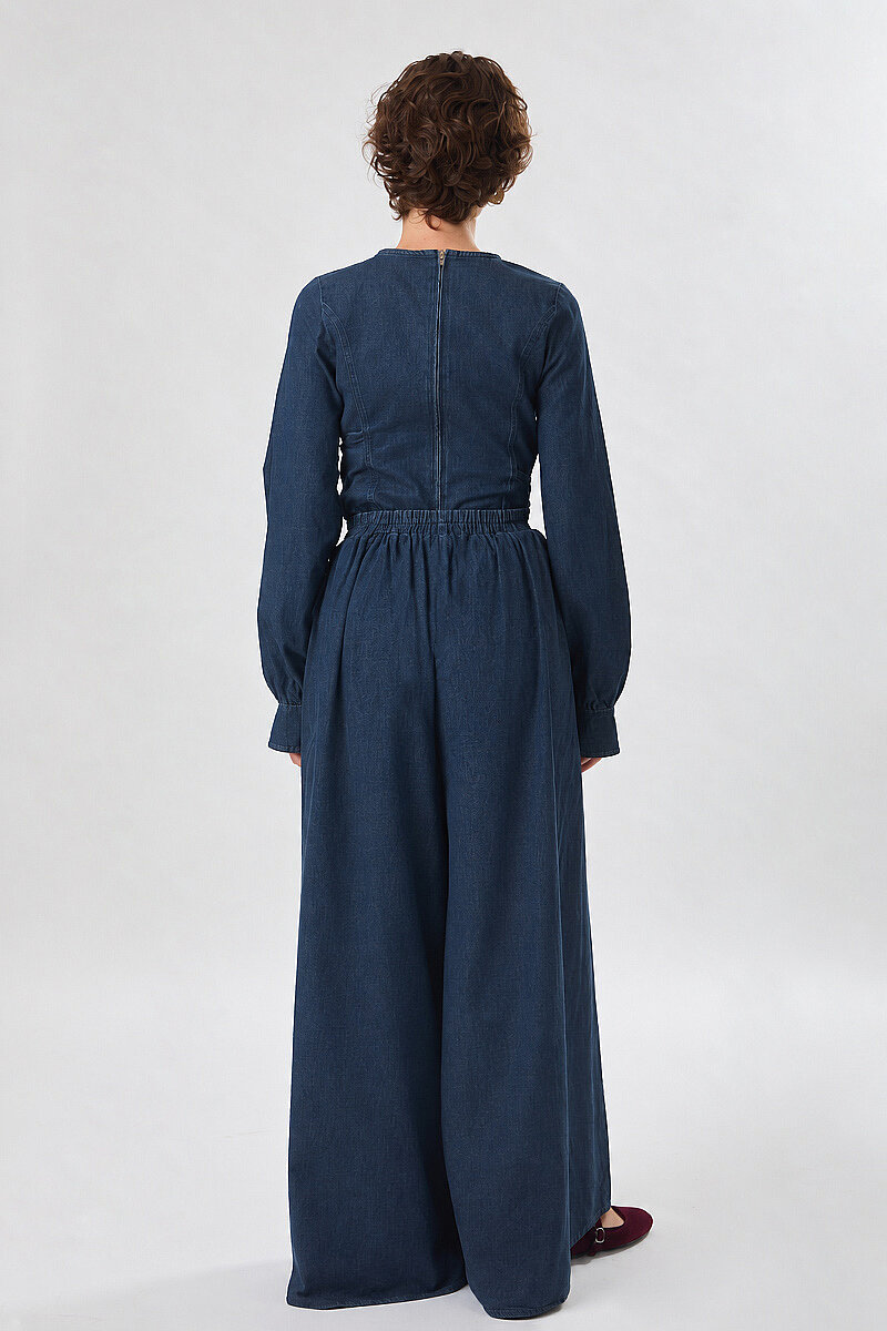 Denim Etekli Pantolon Koyu Mavi - 6