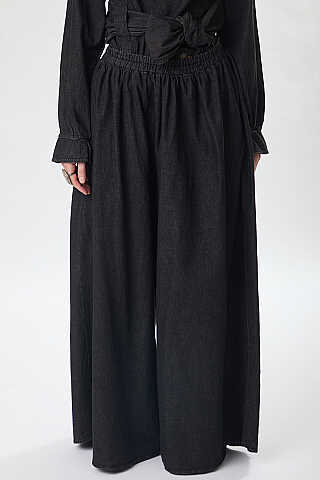 Denim Etekli Pantolon Siyah - 4