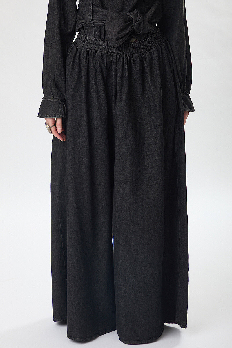 Denim Etekli Pantolon Siyah - 4