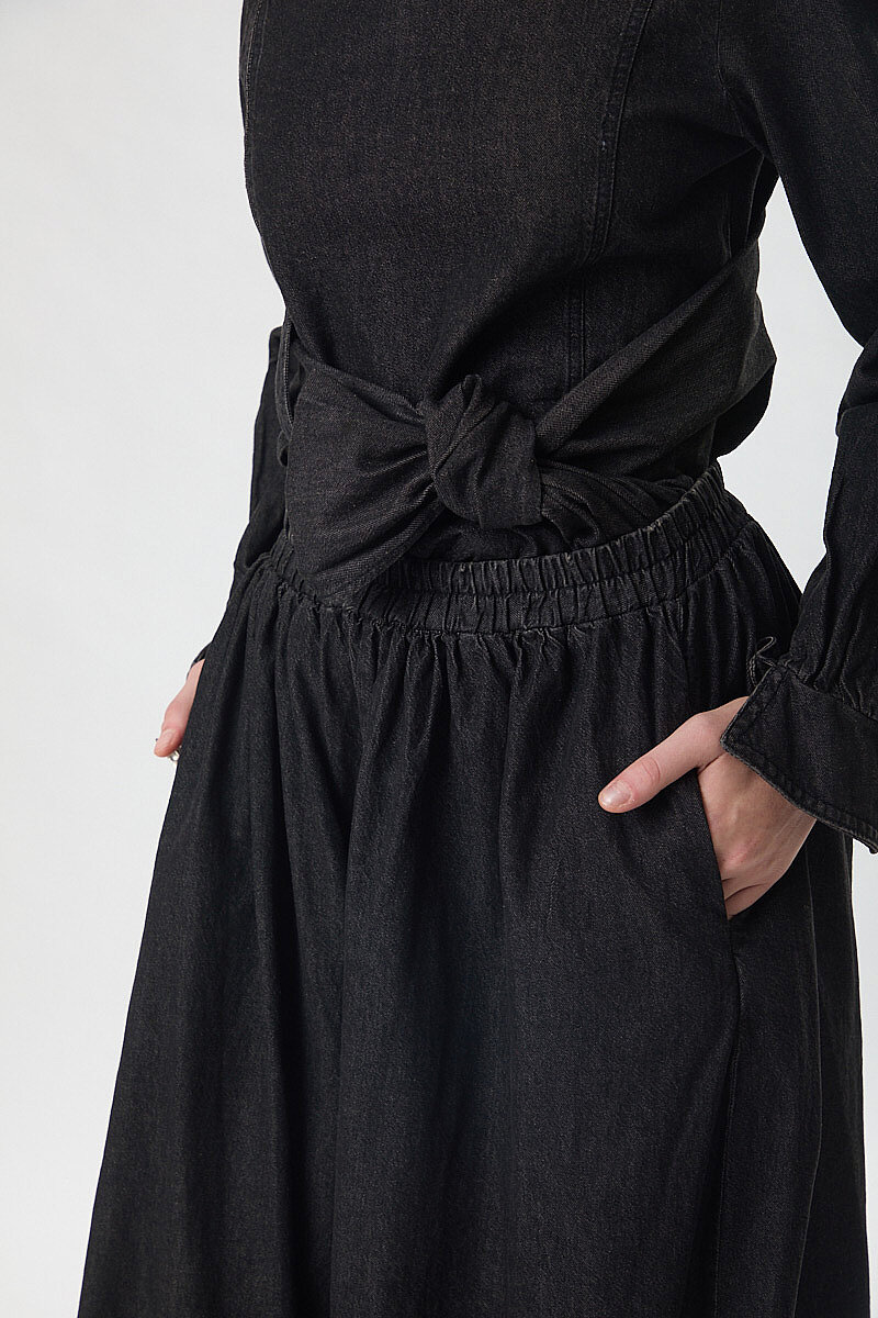 Denim Etekli Pantolon Siyah - 3