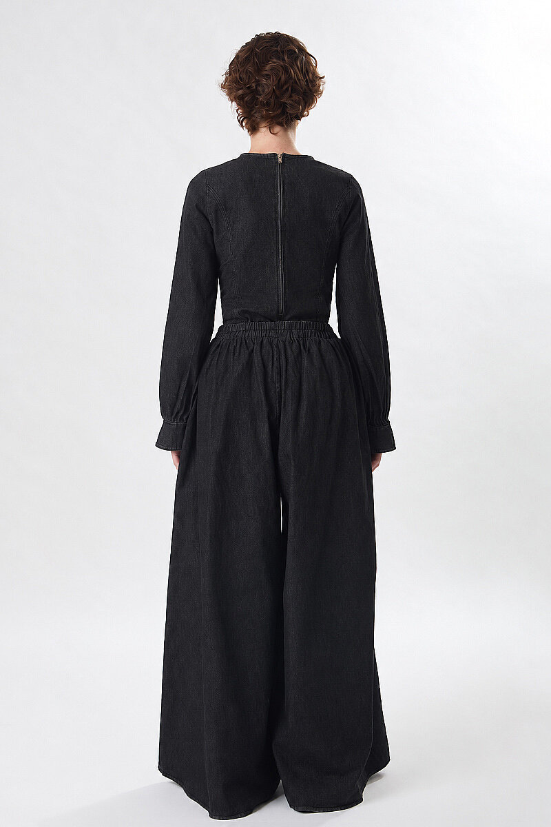 Denim Etekli Pantolon Siyah - 6
