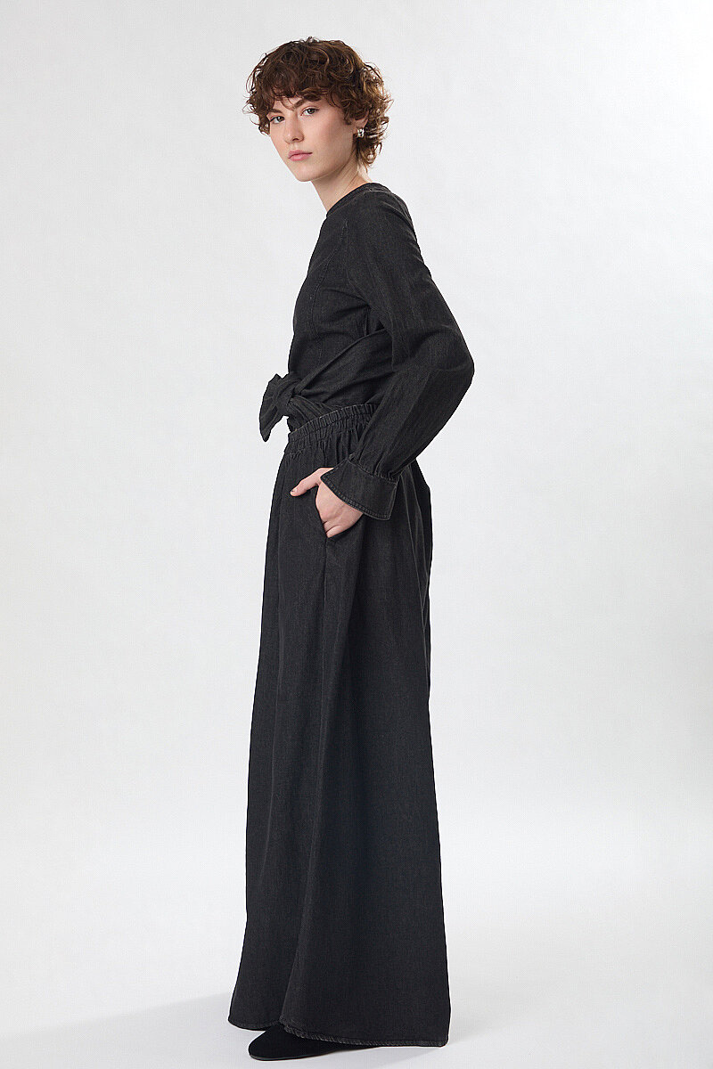 Denim Etekli Pantolon Siyah - 2