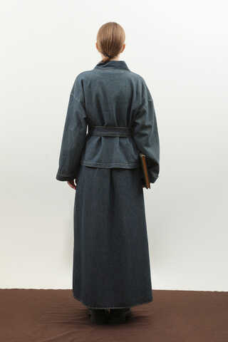 Denim Kimono Etek Takım Mavi - 14