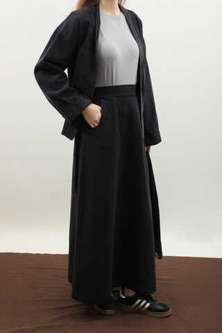 Denim Kimono Etek Takım Siyah - 4