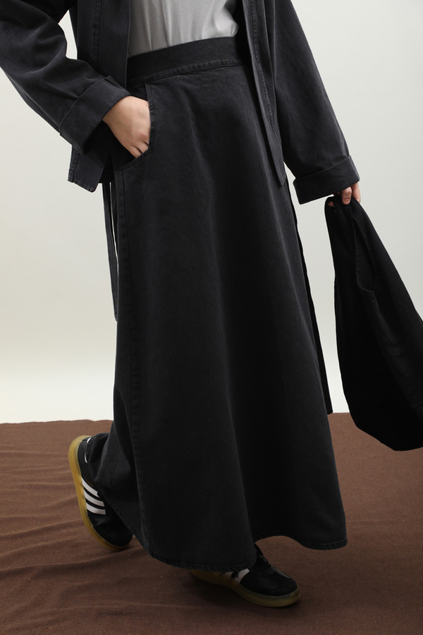 Denim Kimono Etek Takım Siyah - 5