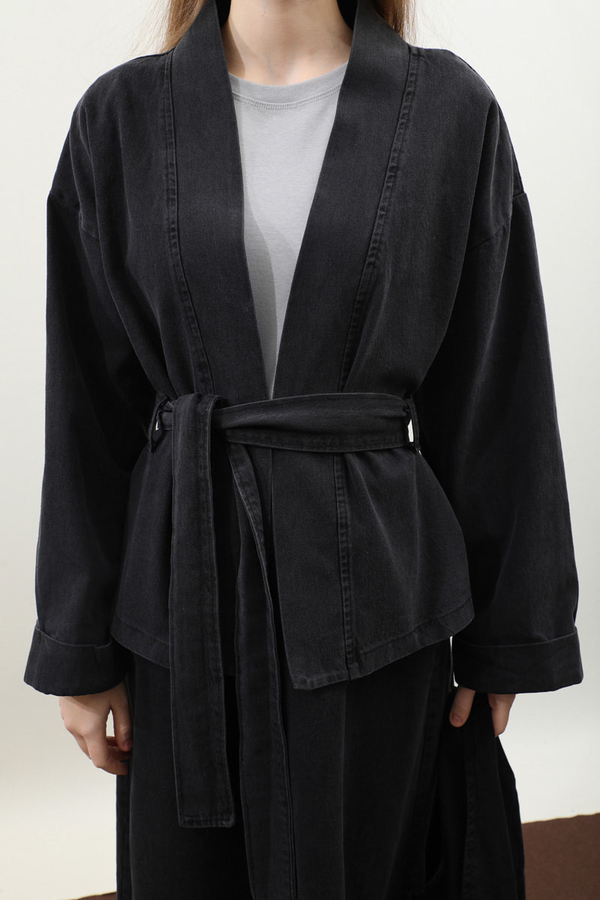 Denim Kimono Etek Takım Siyah - 10
