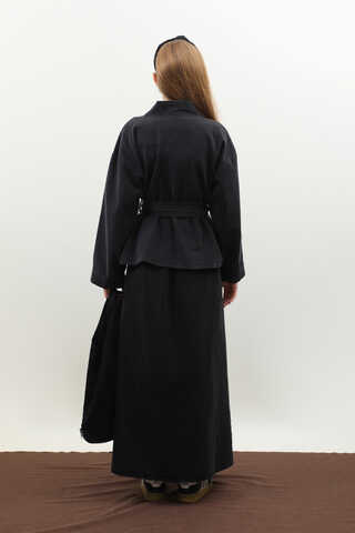 Denim Kimono Etek Takım Siyah - 12