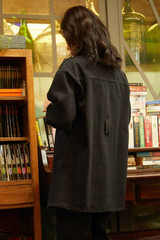 Denim Shirt with Leather Belt Black - 5