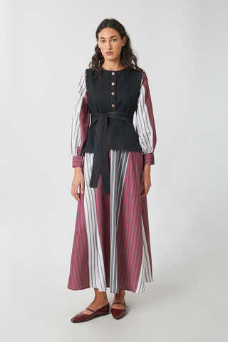 Denim Vest Dress Set Anthracite - 1