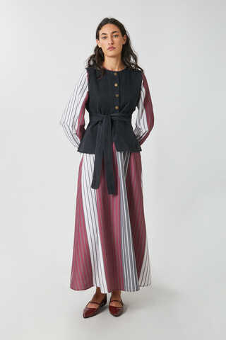 Denim Vest Dress Set Anthracite - 2