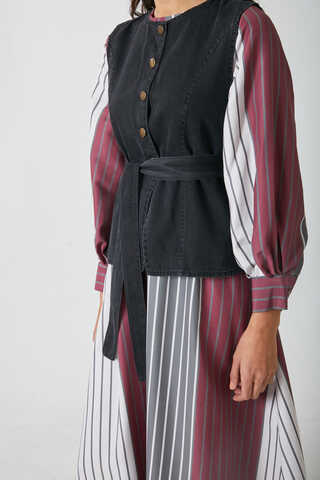 Denim Vest Dress Set Anthracite - 9