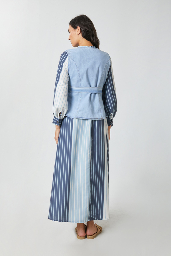 Denim Vest Dress Set Baby Blue - 4