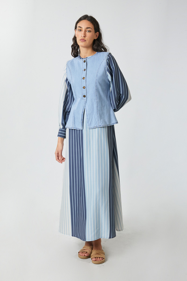 Denim Vest Dress Set Baby Blue - 6