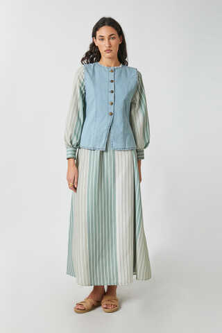 Denim Vest Dress Set Mint - 15
