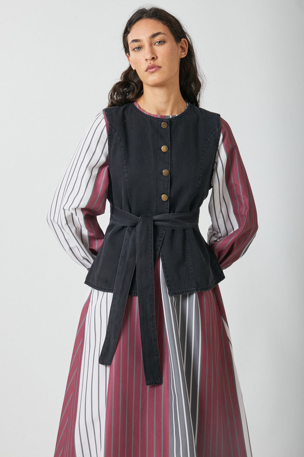 Denim Yelekli Elbise Takım Antrasit - 7