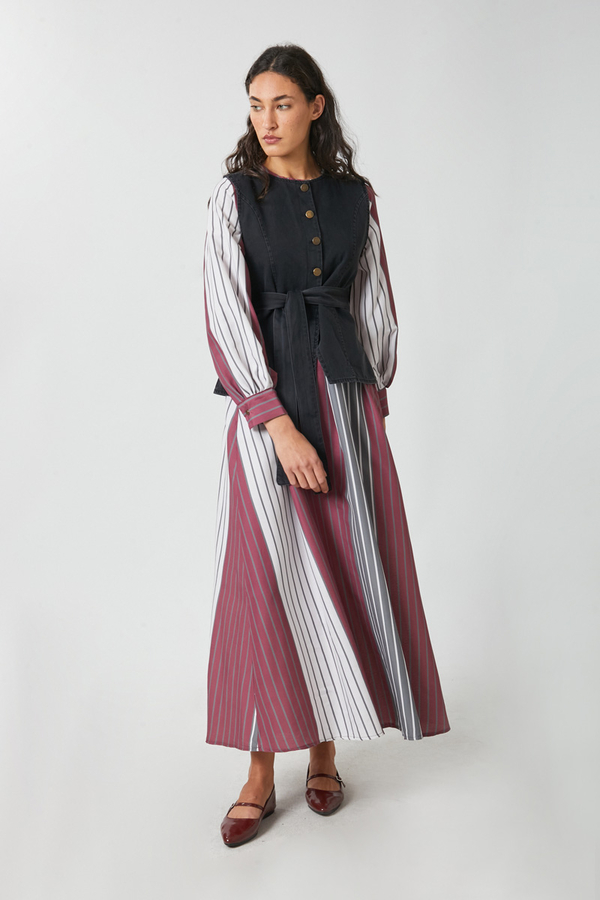 Denim Yelekli Elbise Takım Antrasit - 3