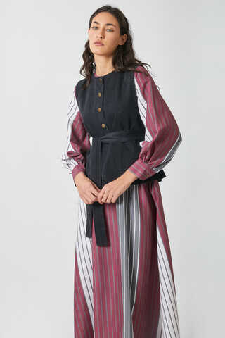 Denim Yelekli Elbise Takım Antrasit - 4