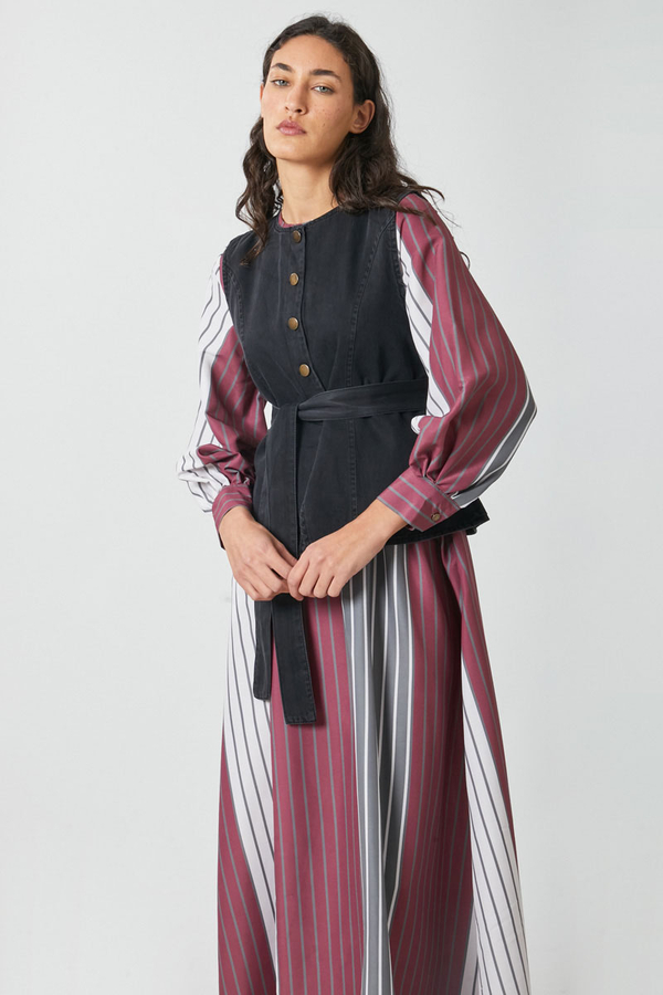 Denim Yelekli Elbise Takım Antrasit - 4