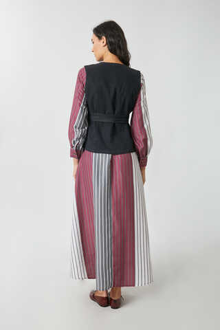 Denim Yelekli Elbise Takım Antrasit - 6