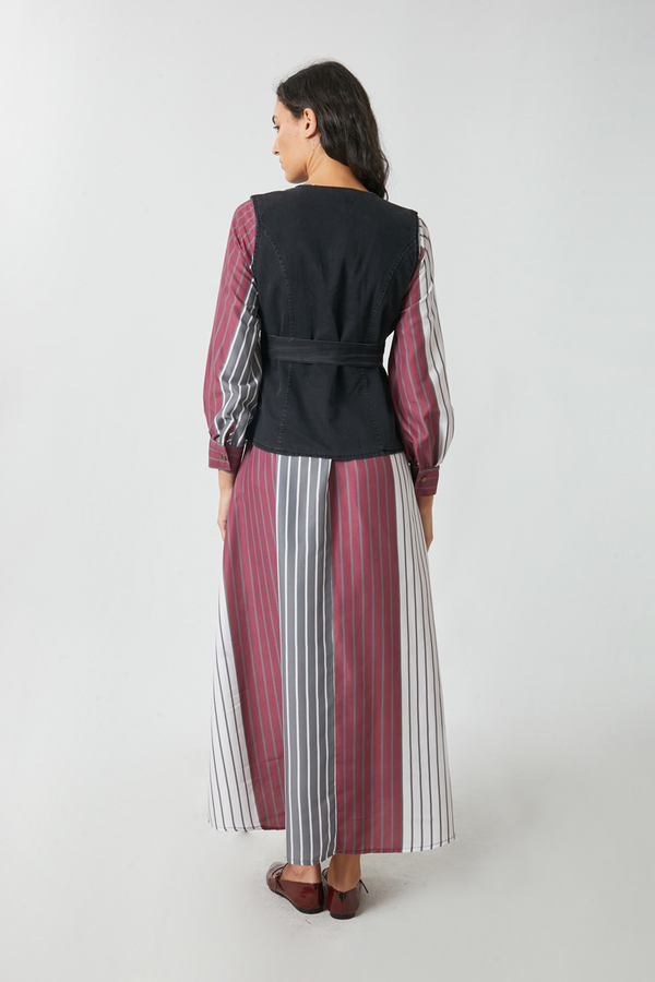 Denim Yelekli Elbise Takım Antrasit - 6