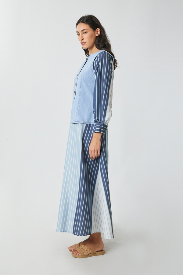 Denim Yelekli Elbise Takım Bebe Mavisi - 7