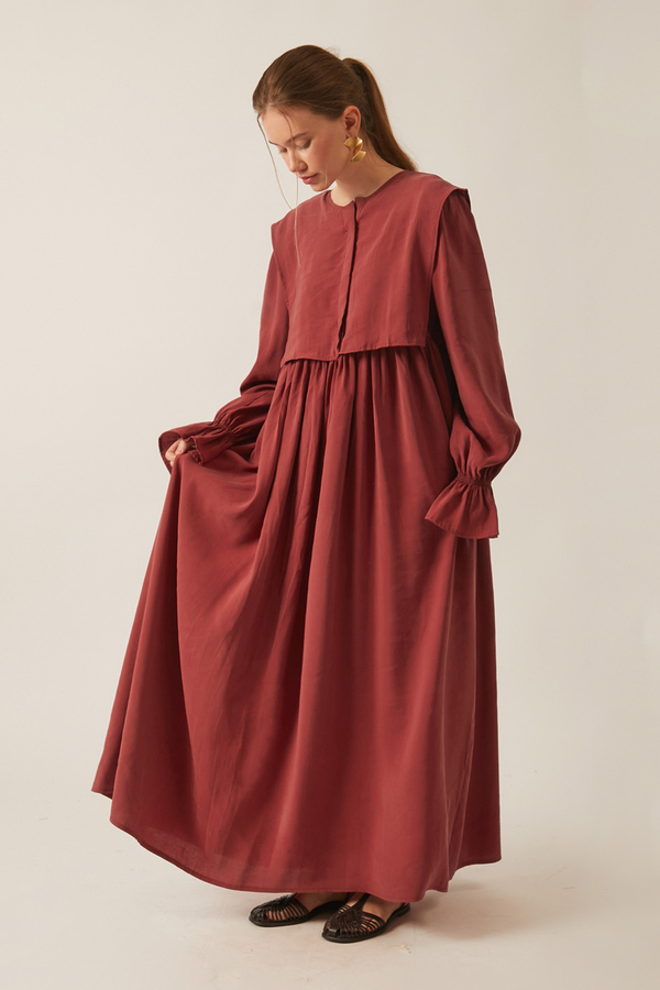 Deren Modal Dress Brick - 1