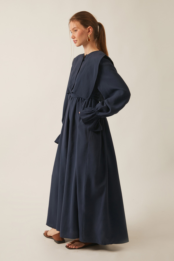 Deren Modal Dress Navy Blue - 10