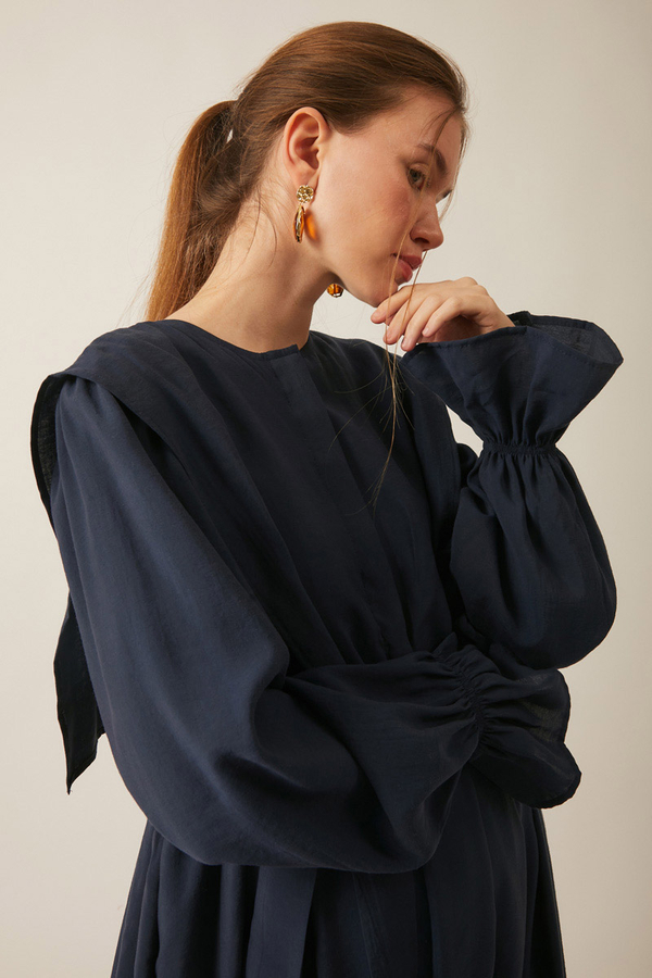 Deren Modal Dress Navy Blue - 2
