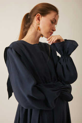 Deren Modal Dress Navy Blue - 2