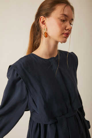 Deren Modal Dress Navy Blue - 4