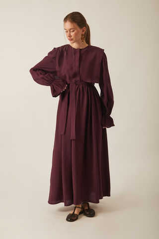Deren Modal Elbise Bordo - 7