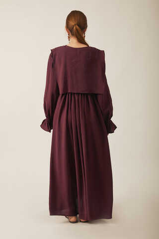 Deren Modal Elbise Bordo - 13