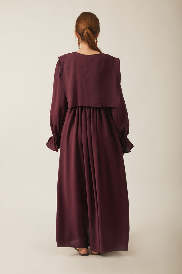 Deren Modal Elbise Bordo - 13