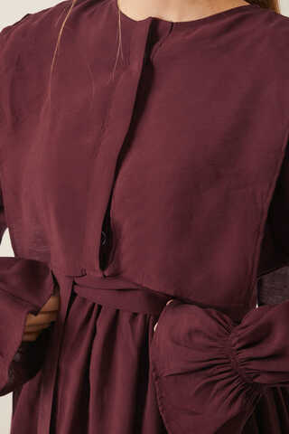 Deren Modal Elbise Bordo - 9