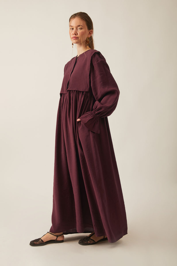 Deren Modal Elbise Bordo - 3